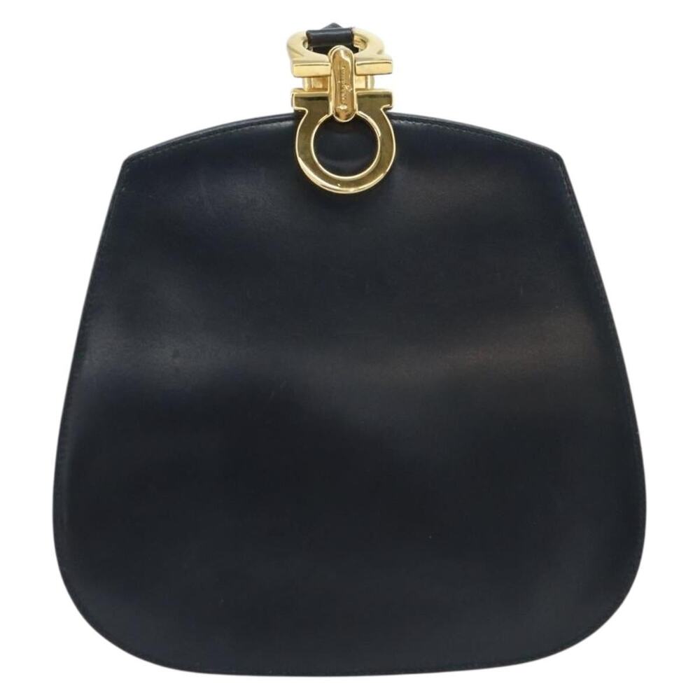 Salvatore Ferragamo Leather Gancini Shoulder Bag Navy